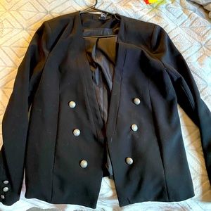 Forever 21 Collarless open blazer BLACK SIZE M